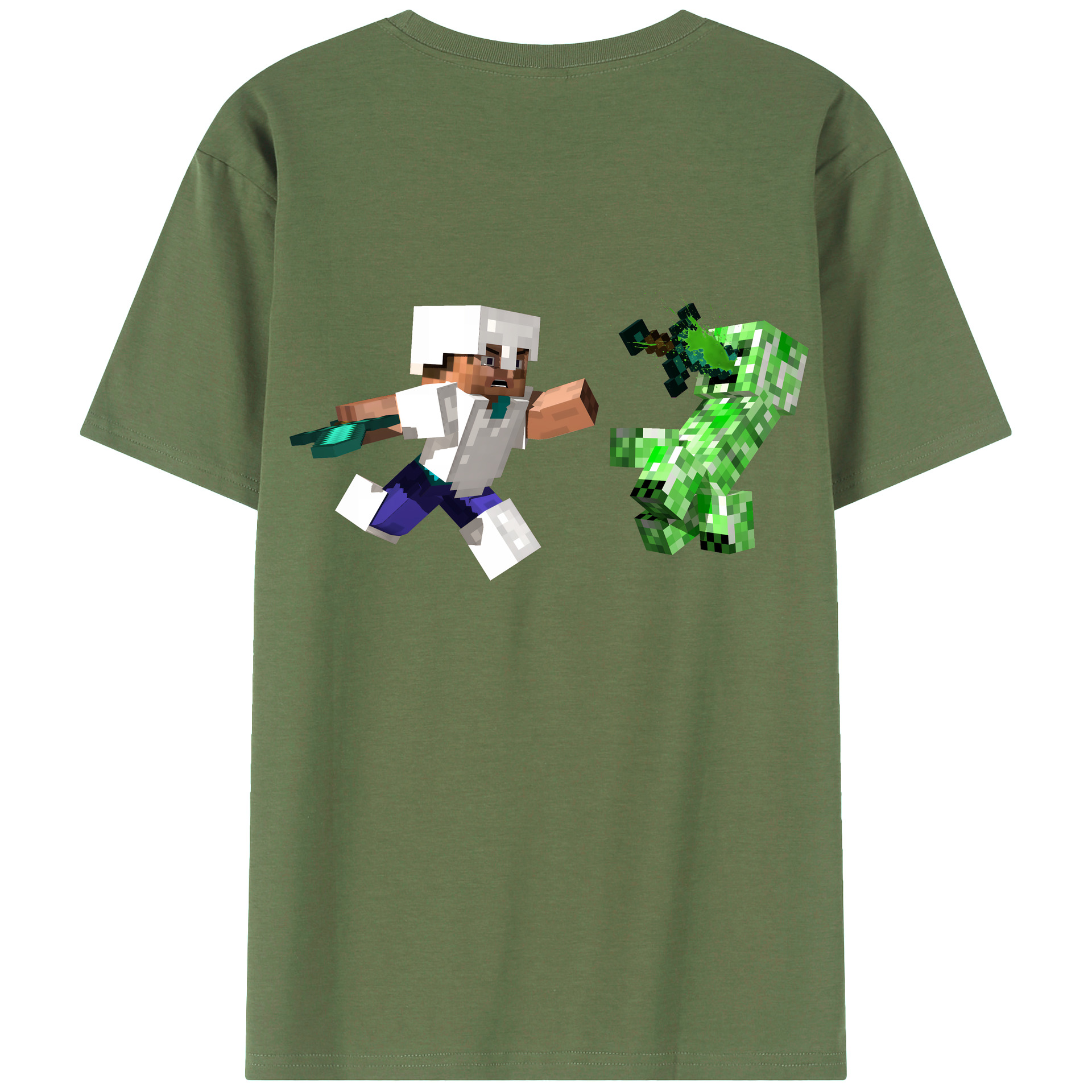 （画像用） マインクラフト ブロックの世界 Minecraft MC Block world 綿100％ メンズ半袖Tシャツ（バックプリント） 通気性